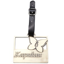 Metal Zinc Alloy Bag Tag with Leather Strap - Available for Custom Design
